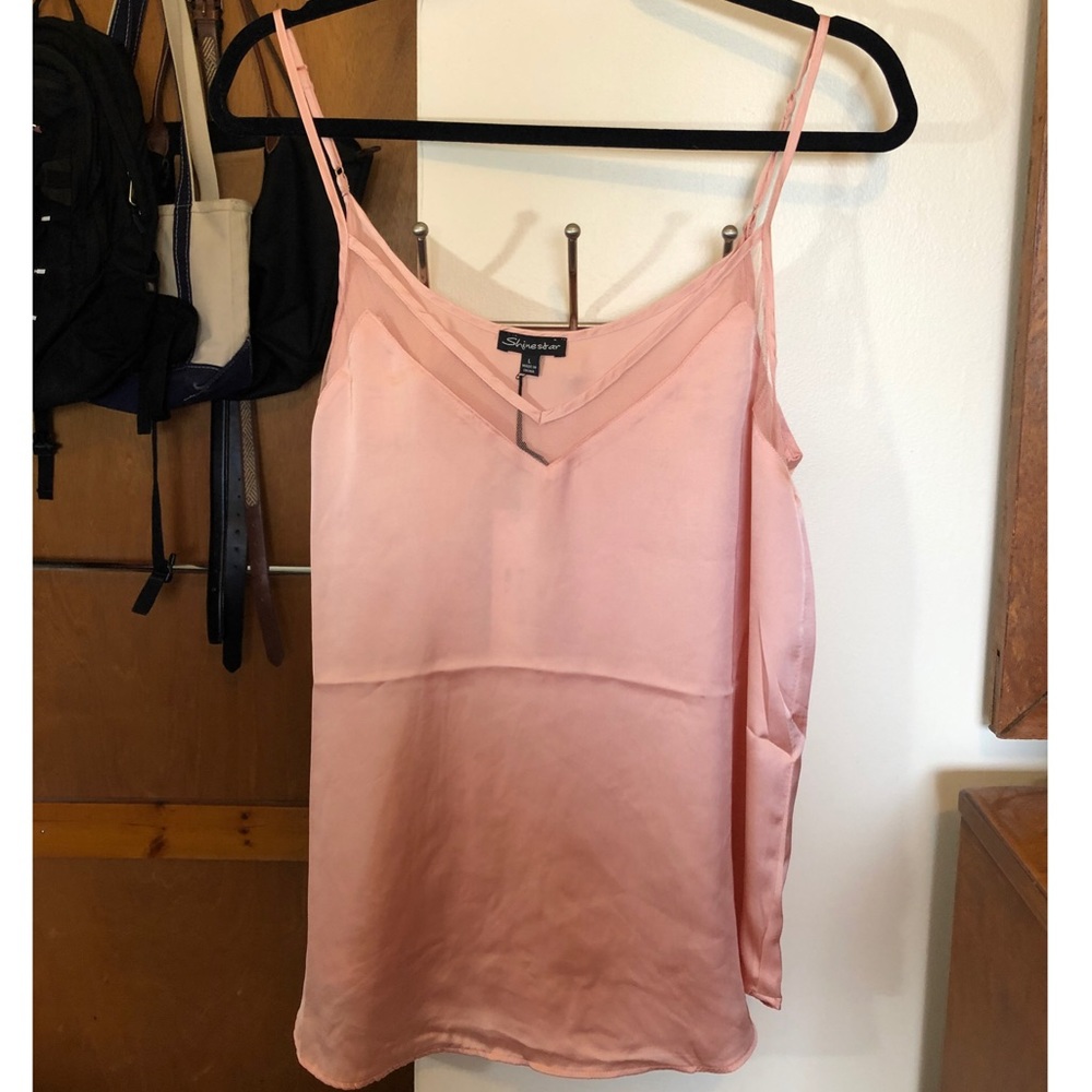 Peach sheer panel sleeveless blouse Size L